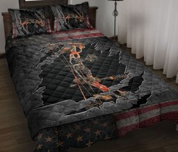 Hunting Quilt Bedding Set, Archery Orange Us Flag Bow Hunting Quilt Blanket With Pillowcases, Duvet Cover Set