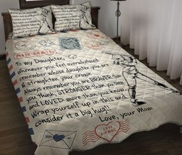 Softball Quilt Bedding Set, Softball Player To My Daughter Quilt Blanket With Pillowcases, Duvet Cover Set