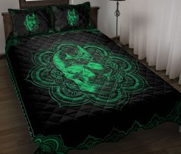 Skull Quilt Bedding Set, Death Skull Mandala Quilt Blanket With Pillowcases, Duvet Cover Set
