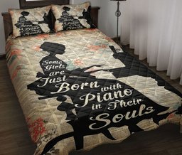Piano Quilt Bedding Set, Piano Some Girls Are Just Born With Piano In Their Souls Floral Pianists Quilt Blanket With Pillowcases, Duvet Cover Set