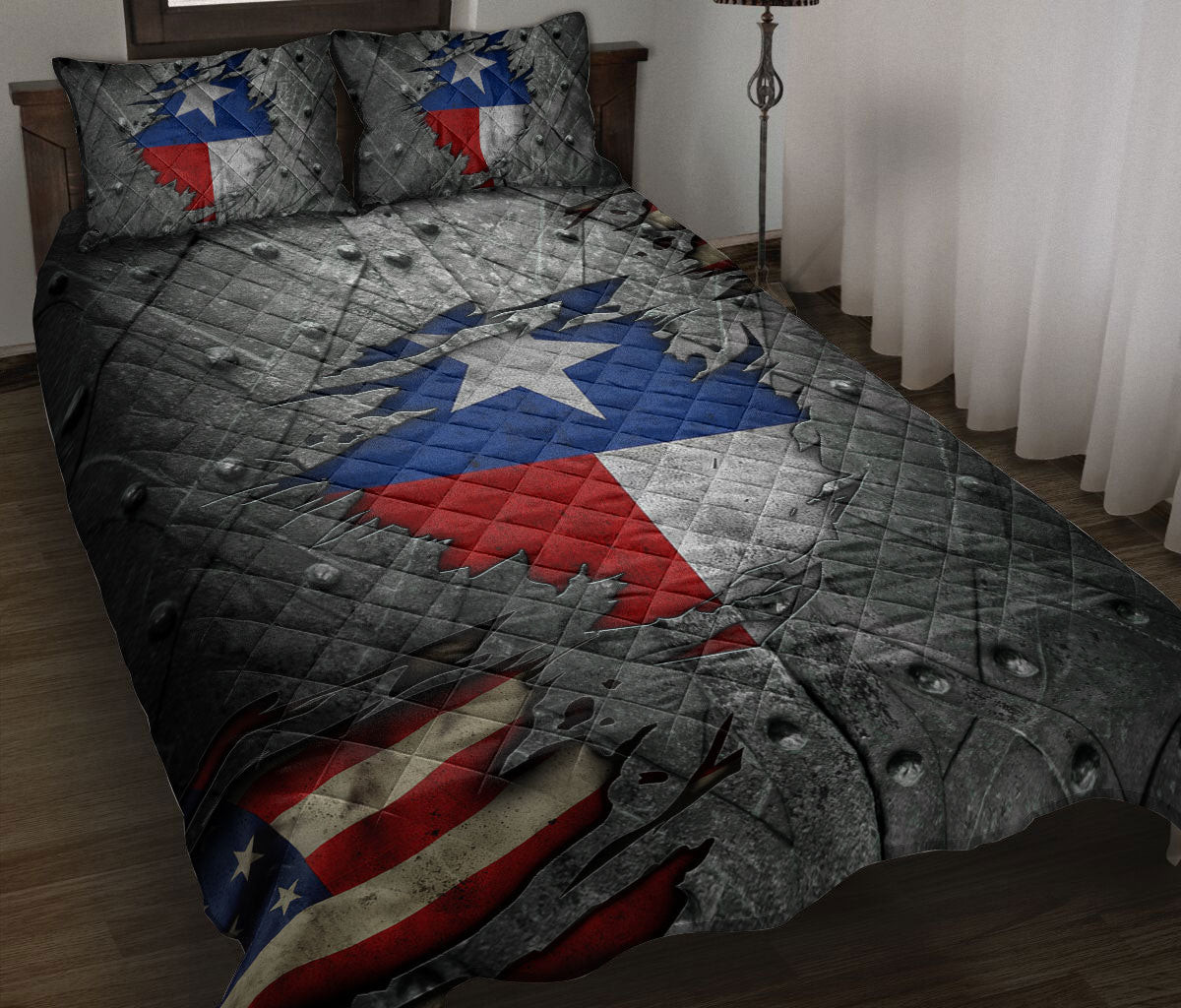 Texas Quilt Bedding Set, Texas Flag Wild West Western Texas Crack Grey Quilt Blanket With Pillowcases, Duvet Cover Set