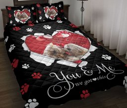 Shih Tzu Quilt Bedding Set, Shih Tzu Shitzu Dog Love Heart Quilt Blanket With Pillowcases, Duvet Cover Set