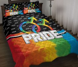 LGBT Quilt Bedding Set, Gay Couple Rainbow Lgbt Pride Loving Quilt Blanket With Pillowcases, Duvet Cover Set