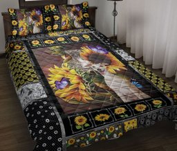 Whippet Quilt Bedding Set, Whippet Dog Sunflower Floral Patchwork Dog Puppy Quilt Blanket With Pillowcases, Duvet Cover Set