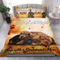 Dachshund Quilt Bedding Set, Sleep With Dachshund Doxie Weiner Dog Quilt Blanket With Pillowcases, Duvet Cover Set
