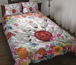 Bowling Quilt Bedding Set, Bowling Flower Floral Quilt Blanket With Pillowcases, Duvet Cover Set