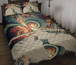 Cat Quilt Bedding Set, Cat Cats Mandala Flower Floral Bohemian Quilt Blanket With Pillowcases, Duvet Cover Set
