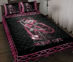 Nurse Quilt Bedding Set, Nurse Pink Rose Stethoscope Rn Cna Quilt Blanket With Pillowcases, Duvet Cover Set