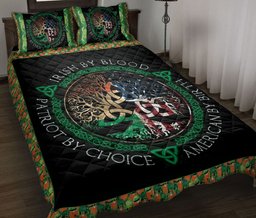 Irish Quilt Bedding Set, Irish By Blood American By Birth Patriot By Choice Celtic Knot Tree Green Quilt Blanket With Pillowcases, Duvet Cover Set