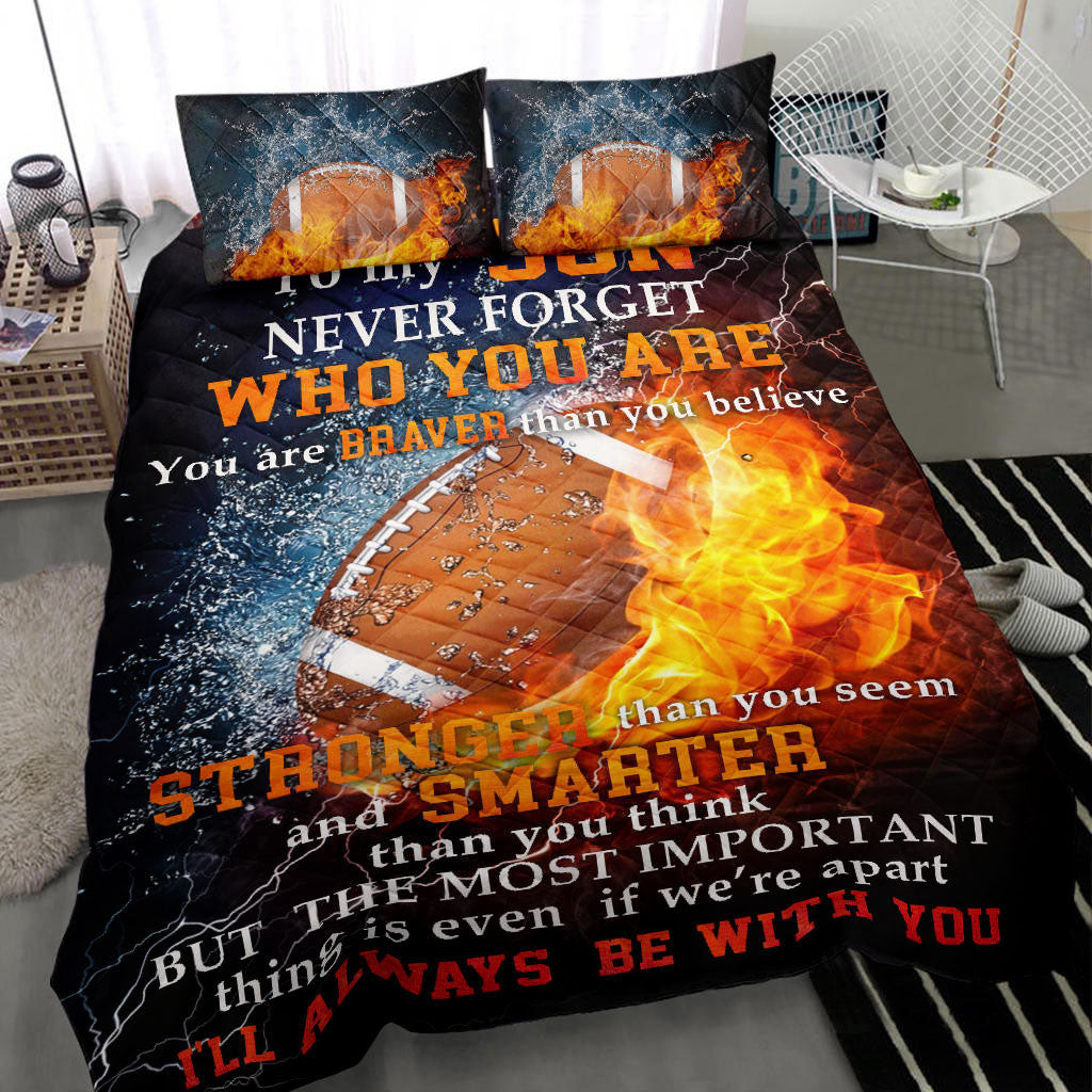 Football Quilt Bedding Set, America Football Neverget Water Fire Quilt Blanket With Pillowcases, Duvet Cover Set