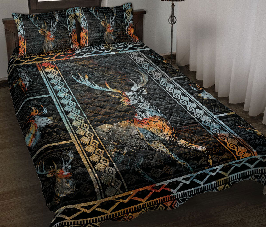 Hunting Quilt Bedding Set, Patchworkflage Deer Buck Hunting Hunter Quilt Blanket With Pillowcases, Duvet Cover Set
