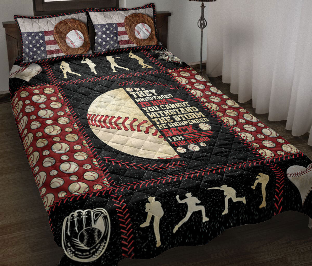 Baseball Quilt Bedding Set, Patchwork Ball Baseball Player Posing Quilt Blanket With Pillowcases, Duvet Cover Set, Sports Gifts