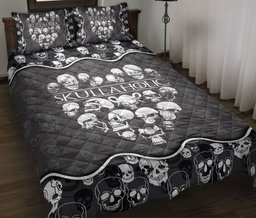 Skull Quilt Bedding Set, Skull And Skullaholic Quilt Blanket With Pillowcases, Duvet Cover Set