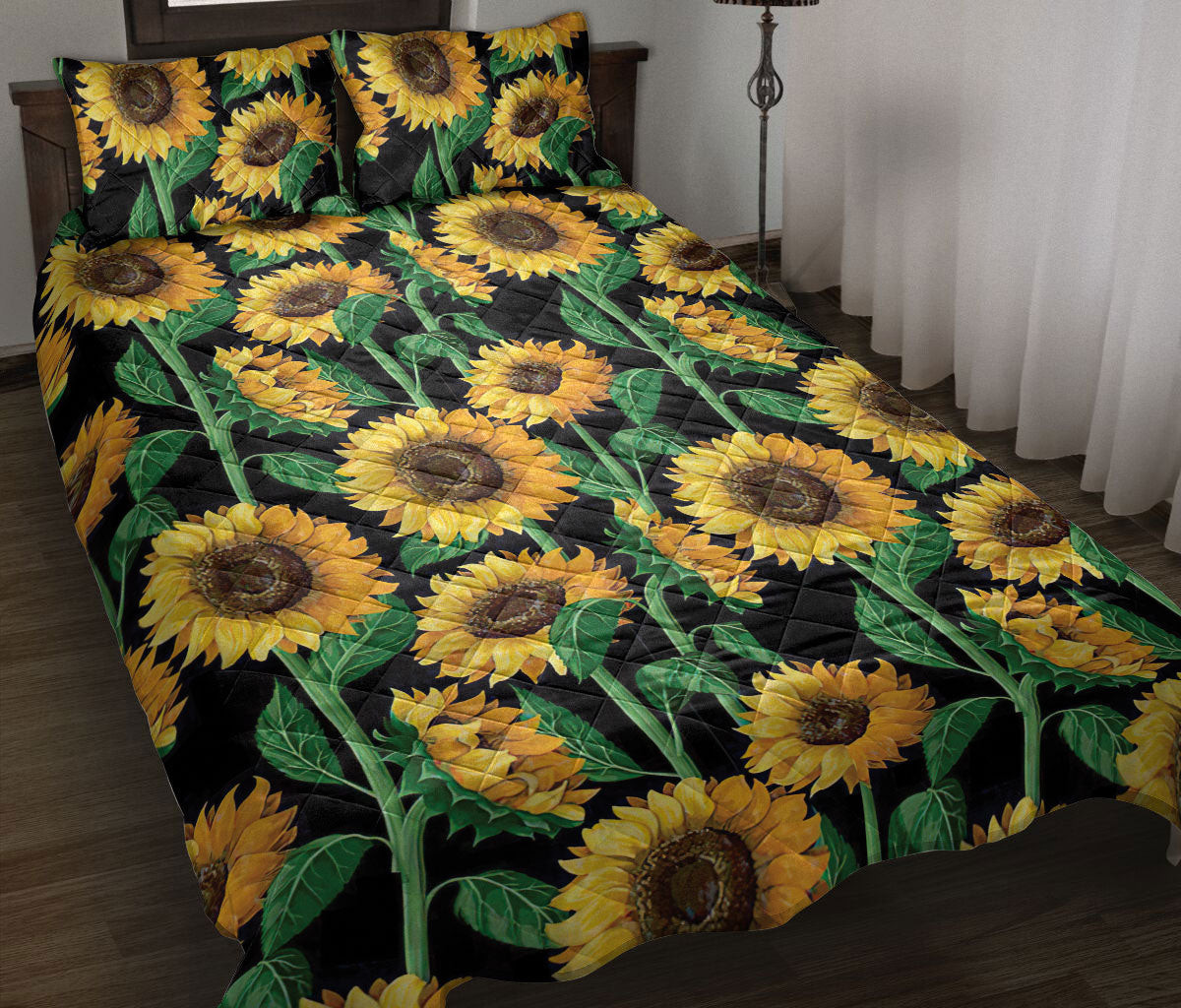 Sunflower Quilt Bedding Set, Sunflower Plant Things Bed Room Decor Car Throw Farmho Use Quilt Blanket With Pillowcases, Duvet Cover Set
