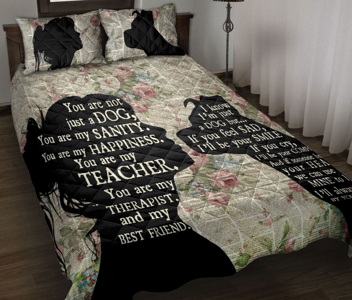 Bulldog Quilt Bedding Set, You Are Not Just A Dog You Are My Sanity Bulldog Quilt Blanket With Pillowcases, Duvet Cover Set
