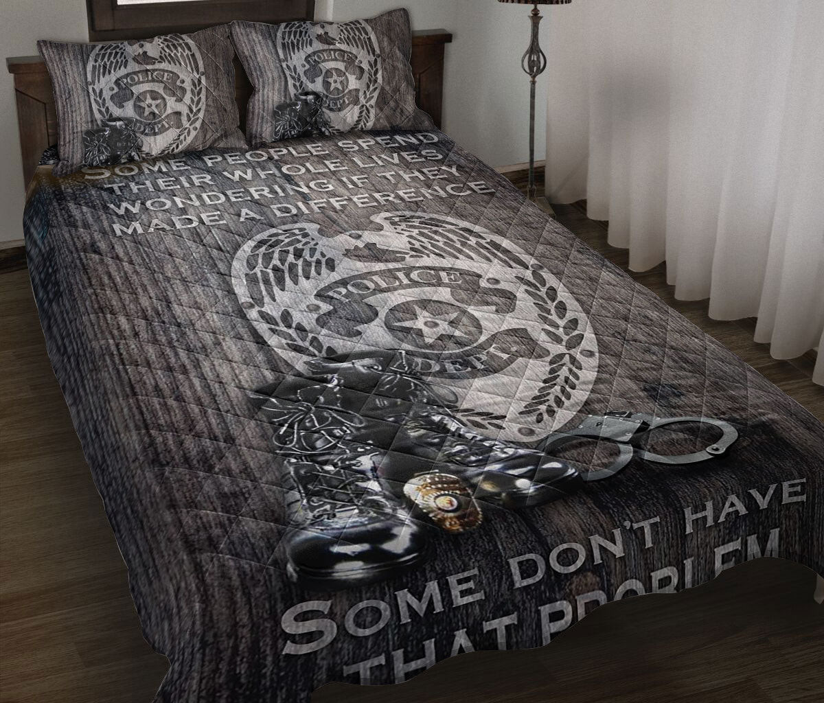 Police Quilt Bedding Set, Proud Police Some Don'T Have That Problem Back The Blue Thin Blue Line Quilt Blanket With Pillowcases, Duvet Cover Set