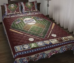 Baseball Quilt Bedding Set, Baseball Ball Field Touchdown Baseball Player Quilt Blanket With Pillowcases, Duvet Cover Set, Sports Gifts