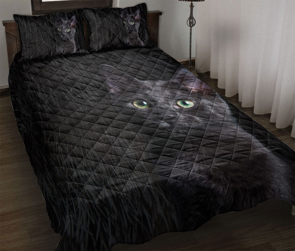 Black Cat,Cat Quilt Bedding Set, Black Cat Fur Quilt Blanket With Pillowcases, Duvet Cover Set
