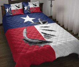 Fishing Quilt Bedding Set, Fishing Hook Big Bass Fish Texas Flag Quilt Blanket With Pillowcases, Duvet Cover Set