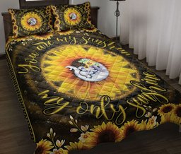 Elephant Quilt Bedding Set, Elephant Sunflower You Are My Sunshine Floral Dolphin Quilt Blanket With Pillowcases, Duvet Cover Set