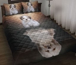 Lhasa Apso Quilt Bedding Set, Lhasa Apso Dog Dog Puppy Quilt Blanket With Pillowcases, Duvet Cover Set