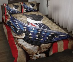 Bulldog Quilt Bedding Set, French Bulldog Patriotic Dog American History Us Flag We The People Quilt Blanket With Pillowcases, Duvet Cover Set