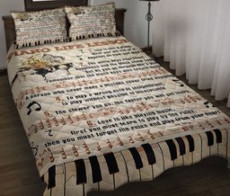 Piano Quilt Bedding Set, Piano Lessons MusicKey Notes Pianist Quilt Blanket With Pillowcases, Duvet Cover Set