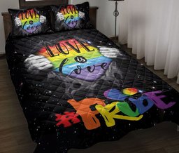 LGBT Quilt Bedding Set, Lgbt Lgbtq Rainbow Flag Love Is Love Pride Month Quilt Blanket With Pillowcases, Duvet Cover Set
