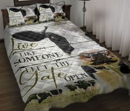 Cattle Quilt Bedding Set, Cow Live Like Someone Left The Gate Open Quilt Blanket With Pillowcases, Duvet Cover Set