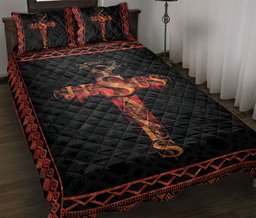 Christian, Jesus, God, Bible Quilt Bedding Set, Red Black JesusSave Crossian Quilt Blanket With Pillowcases, Duvet Cover Set
