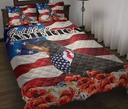 Rottweiler Quilt Bedding Set, Rottweiler Patriotic Dog God Bless Us Flag Quilt Blanket With Pillowcases, Duvet Cover Set
