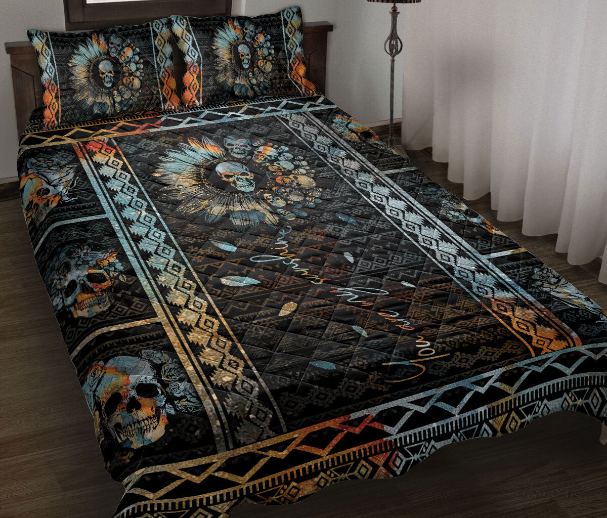 Skull Quilt Bedding Set, You Are My Sunshine, Sunflower And Skull Quilt Blanket With Pillowcases, Duvet Cover Set