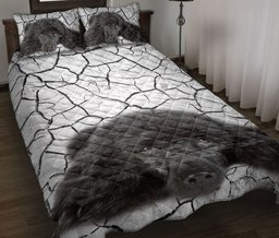 Poodle Quilt Bedding Set, Cute Black Poodle Grey Wall Crack Dog Puppy Quilt Blanket With Pillowcases, Duvet Cover Set