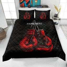 Personalized Boxing Quilt Bedding Set, Boxing Gloves Quilt Blanket & Pillowcases, Custom Name Duvet Cover Set, Gift for Dad, Husband, Boyfriend