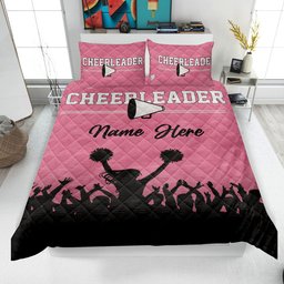 Personalized Cheerleading Quilt Bedding Set, Cheer Girl Quilt Blanket & Pillowcase, Custom Duvet Cover Set, Gift for Cheerleader, Daughter, Team