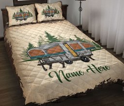Personalized Camping Quilt Bedding Set, Camping Camper Popup Rvs Quilt Blanket With Pillowcases, Custom Name Duvet Cover Set