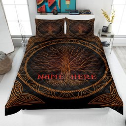 Personalized Viking Quilt Bedding Set, Tree of Life Quilt Blanket & Pillowcases, Custom Name Duvet Cover Set, Viking Gift for Dad, Husband, Son