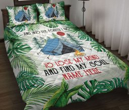 Personalized Camping Quilt Bedding Set, Into Theest Camping Tent Quilt Blanket With Pillowcases, Custom Name Duvet Cover Set