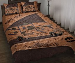 Personalized Camping Quilt Bedding Set, Camping Camper Class C Quilt Blanket With Pillowcases, Custom Name Duvet Cover Set