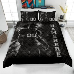 Personalized Football Quilt Bedding Set, Football Player Quilt Blanket & Pillowcase, Custom Duvet Cover Set, Gift for Dad, Husband, Boyfriend, Son