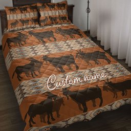 Personalized Goat Quilt Bedding Set, Native Aztec Goat Farm Farmho Use Quilt Blanket With Pillowcases, Custom Name Duvet Cover Set