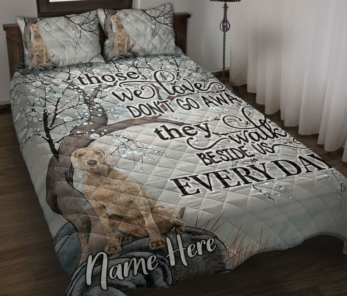 Personalized Weimaraner Quilt Bedding Set, Memorial Weimaraner Those We Love Quilt Blanket With Pillowcases, Custom Name Duvet Cover Set