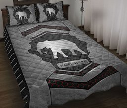 Personalized Elephant Quilt Bedding Set, Elephant Carbon Stone Silver Quilt Blanket With Pillowcases, Custom Name Duvet Cover Set