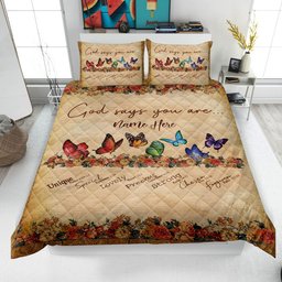 Personalized Butterfly Quilt Bedding Set, God Says You Are Quilt Blanket & Pillowcases, Custom Name Duvet Cover Set, Gift for Butterfly Lover