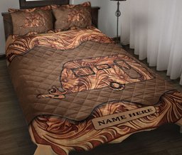 Personalized Camping Quilt Bedding Set, Wood Camping Sculptures Quilt Blanket With Pillowcases, Custom Name Duvet Cover Set