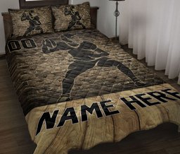 Personalized Football Quilt Bedding Set, American Football Player Throw Ball Wall Quilt Blanket With Pillowcases, Duvet Cover Set