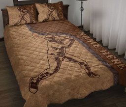 Personalized Baseball Quilt Bedding Set, Baseball Batter Quilt Blanket With Pillowcases, Custom Name Duvet Cover Set, Sports Gifts