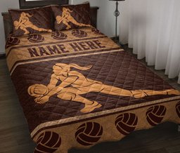 Personalized Volleyball Quilt Bedding Set, Volleyball Player Quilt Blanket With Pillowcases, Custom Name Duvet Cover Set