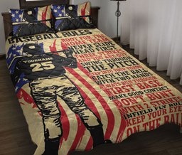 Personalized Baseball Quilt Bedding Set, Baseball Rule Baseball Boy Player Quilt Blanket With Pillowcases, Duvet Cover Set