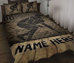 Personalized Football Quilt Bedding Set, American Football Player Run Wall Quilt Blanket With Pillowcases, Duvet Cover Set